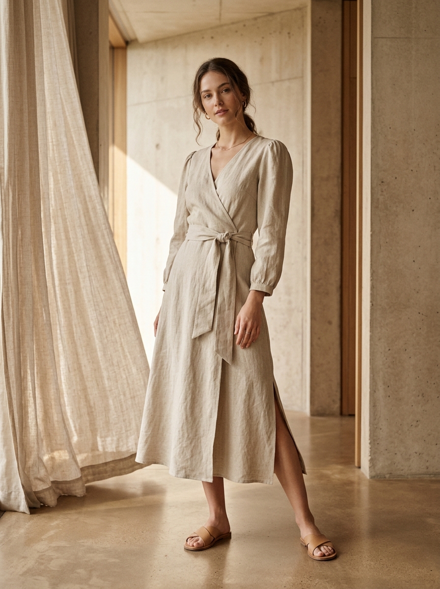 Vestido Midi Linho Aurora
